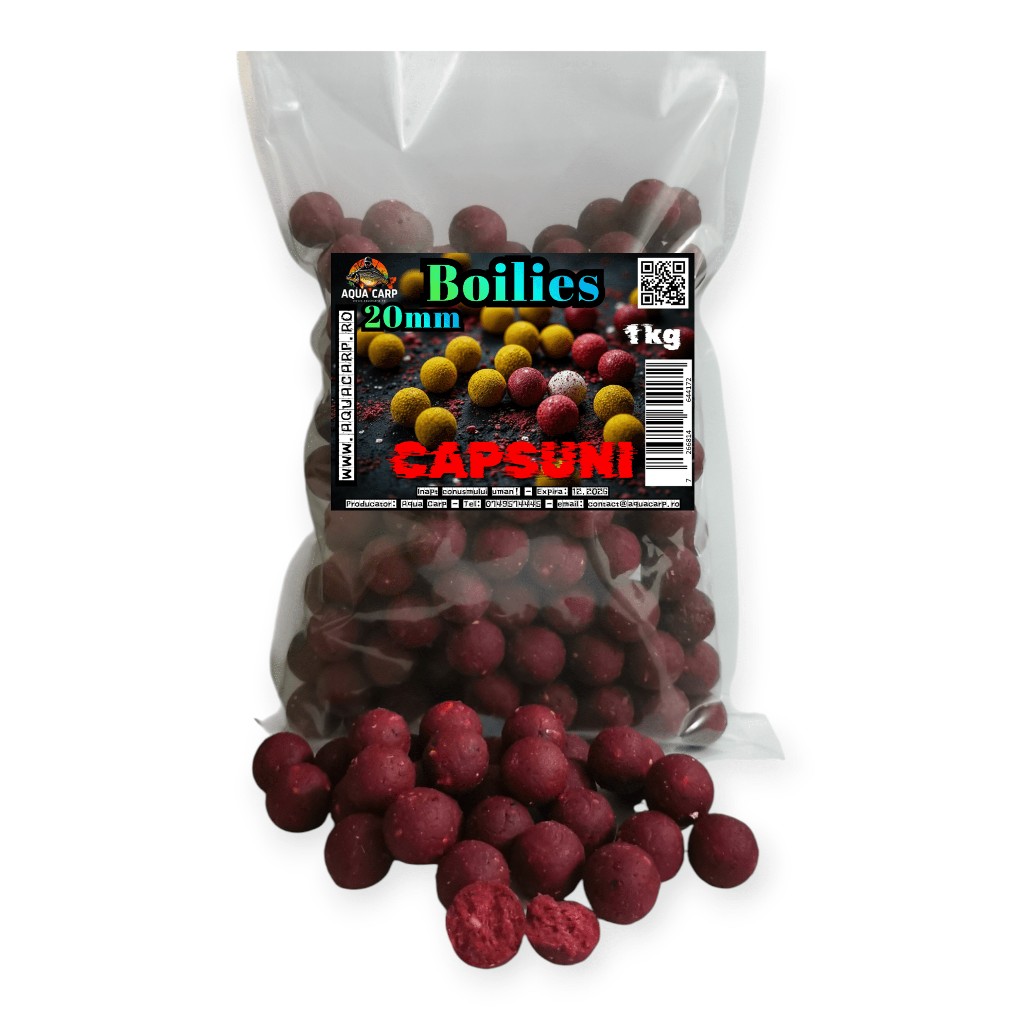 Boilies AquaCarp 20MM Aroma Capsuni 1Kg