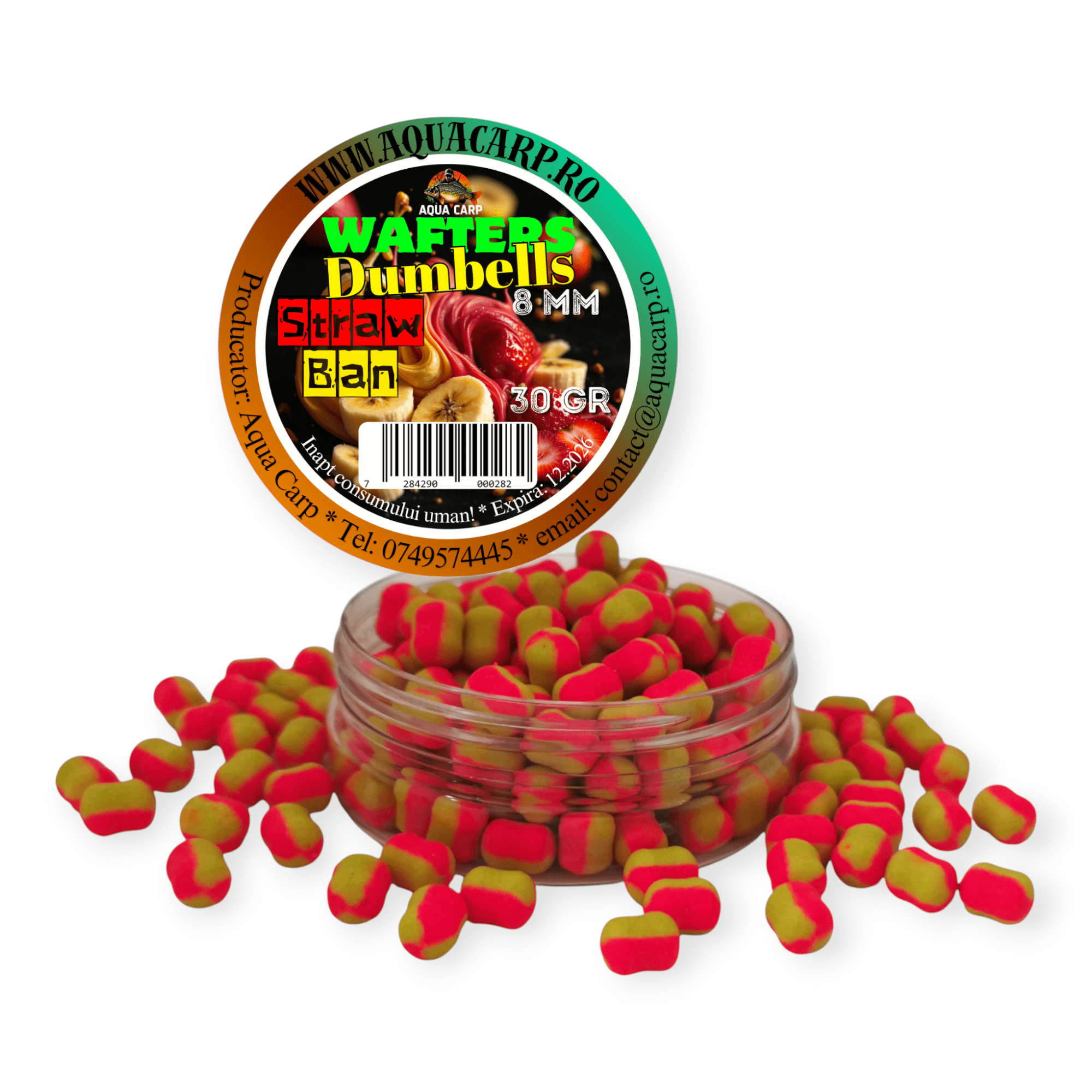 Dumbells Wafters 8mm StrawBan 30gr 2 Dumbells Wafters 8mm StrawBan 30gr