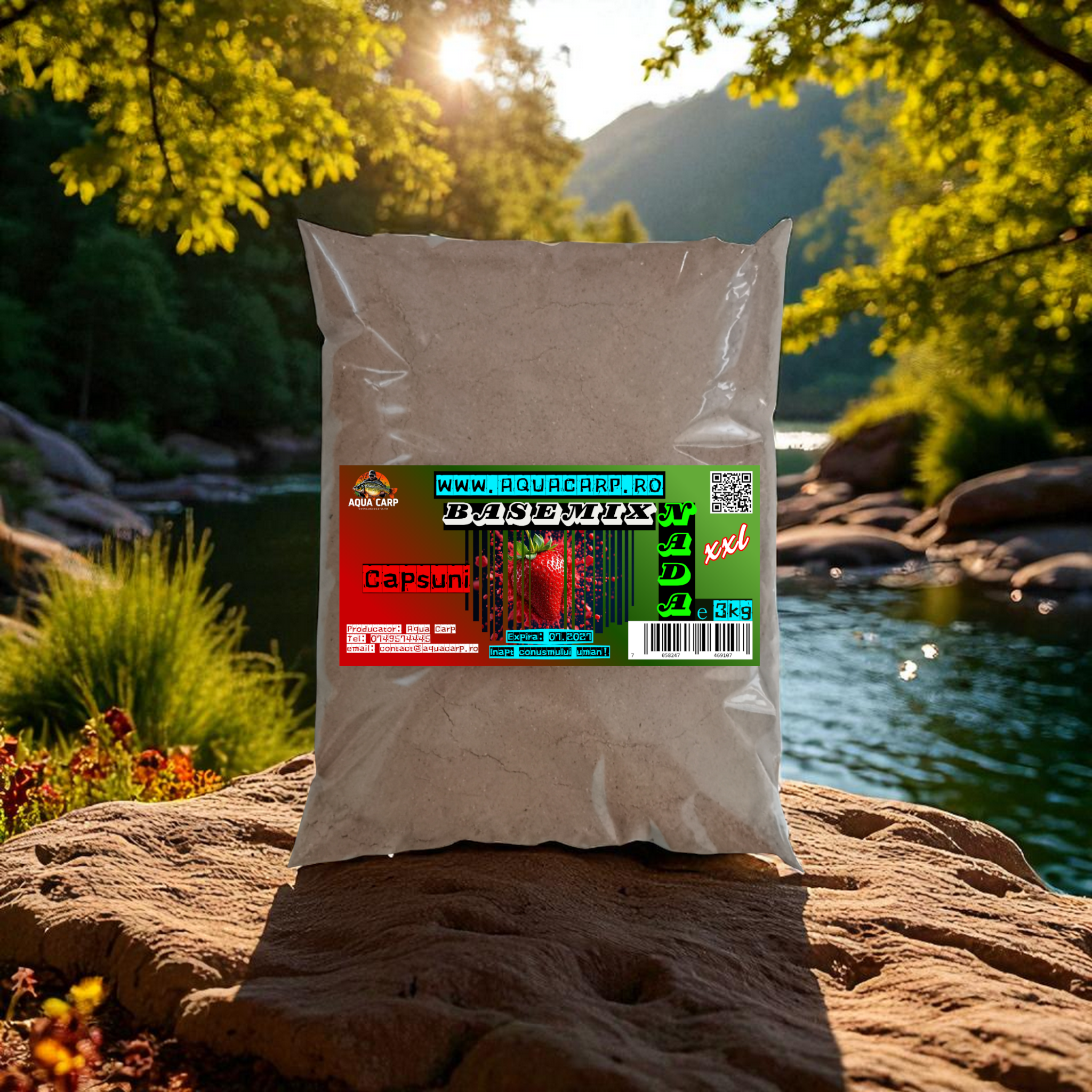 Groundbait BaseMix AquaCarp Capsuni 3kg