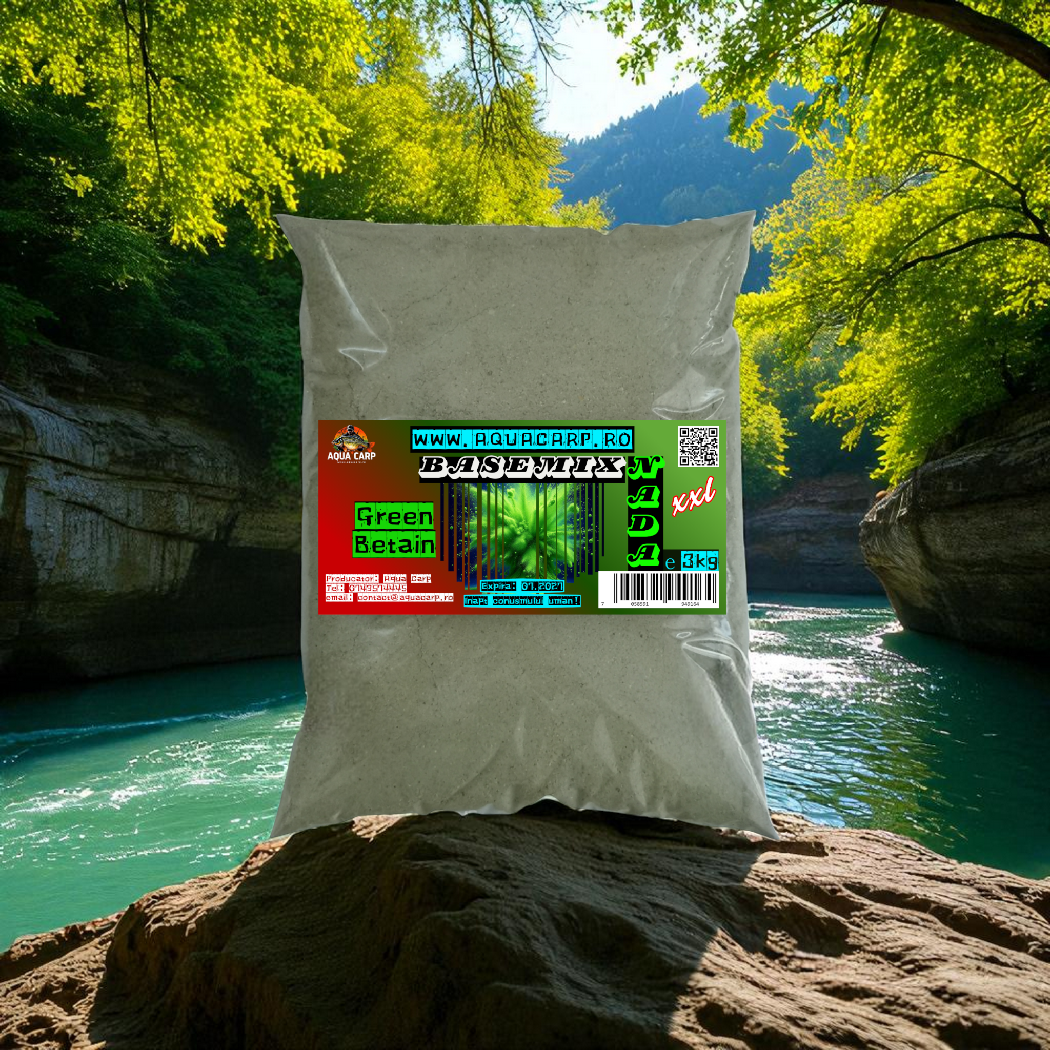 Groundbait BaseMix AquaCarp Green Betain 3kg