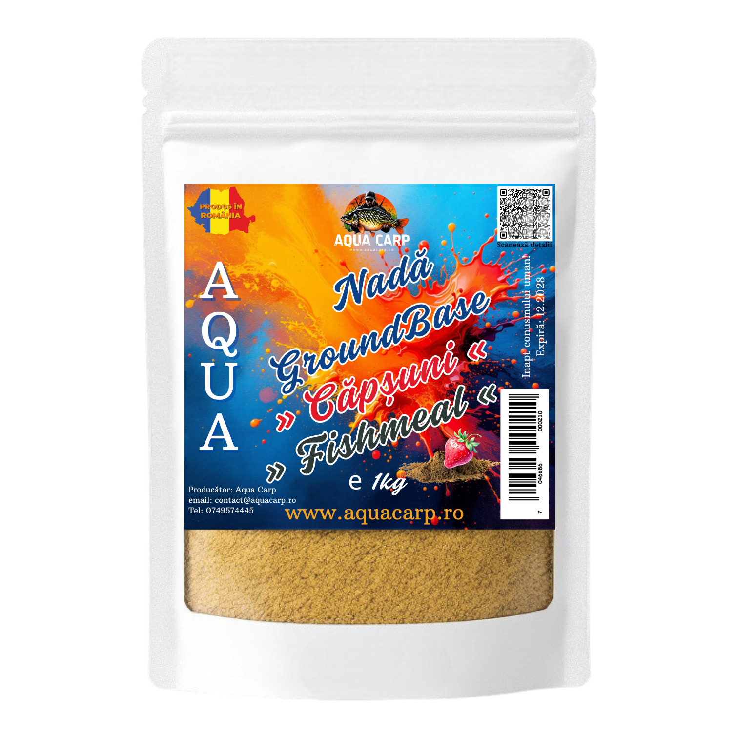 Nadă Aqua GroundBase Căpșuni & FishMeal 1kg