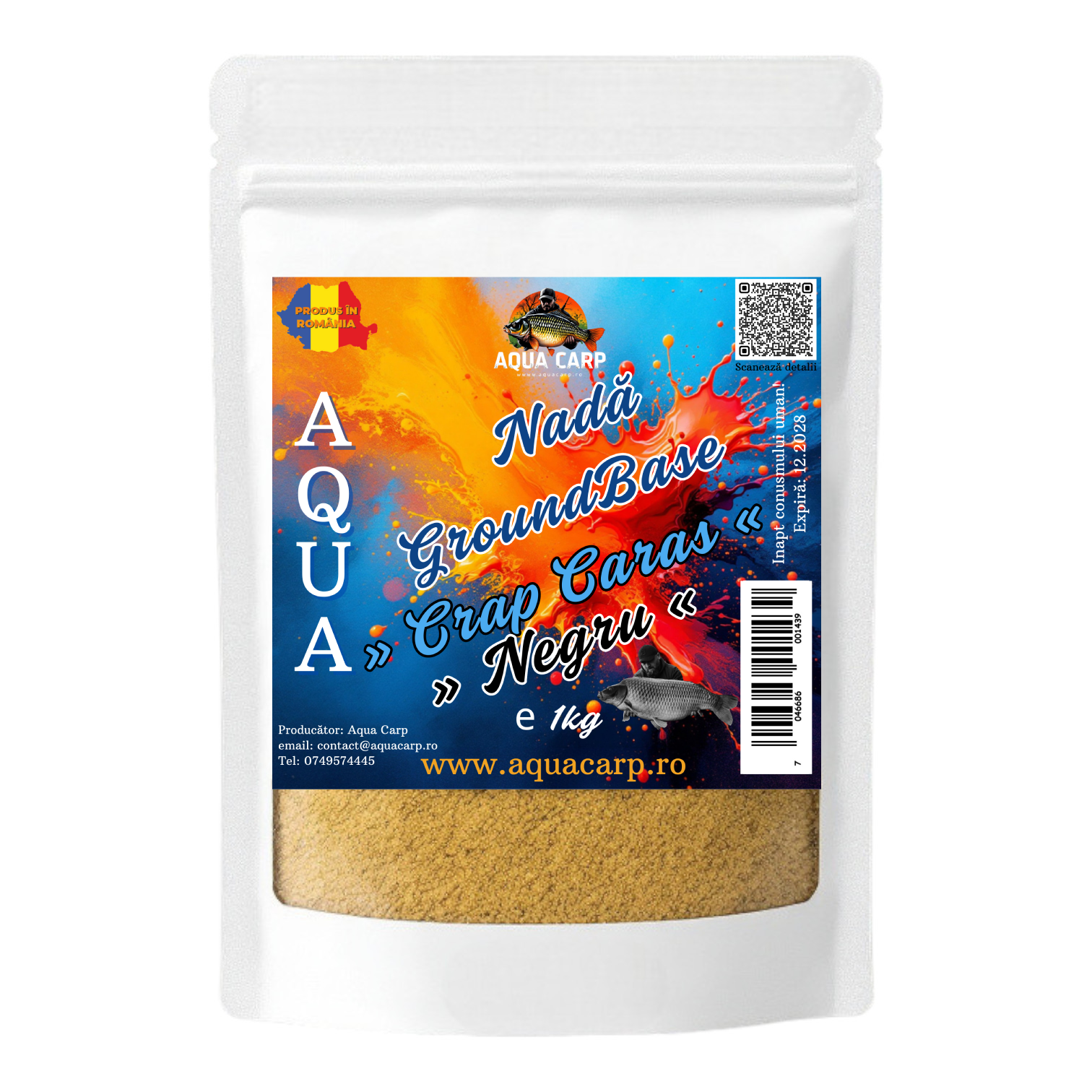 Nadă Aqua GroundBase Crap Caras negru 1kg