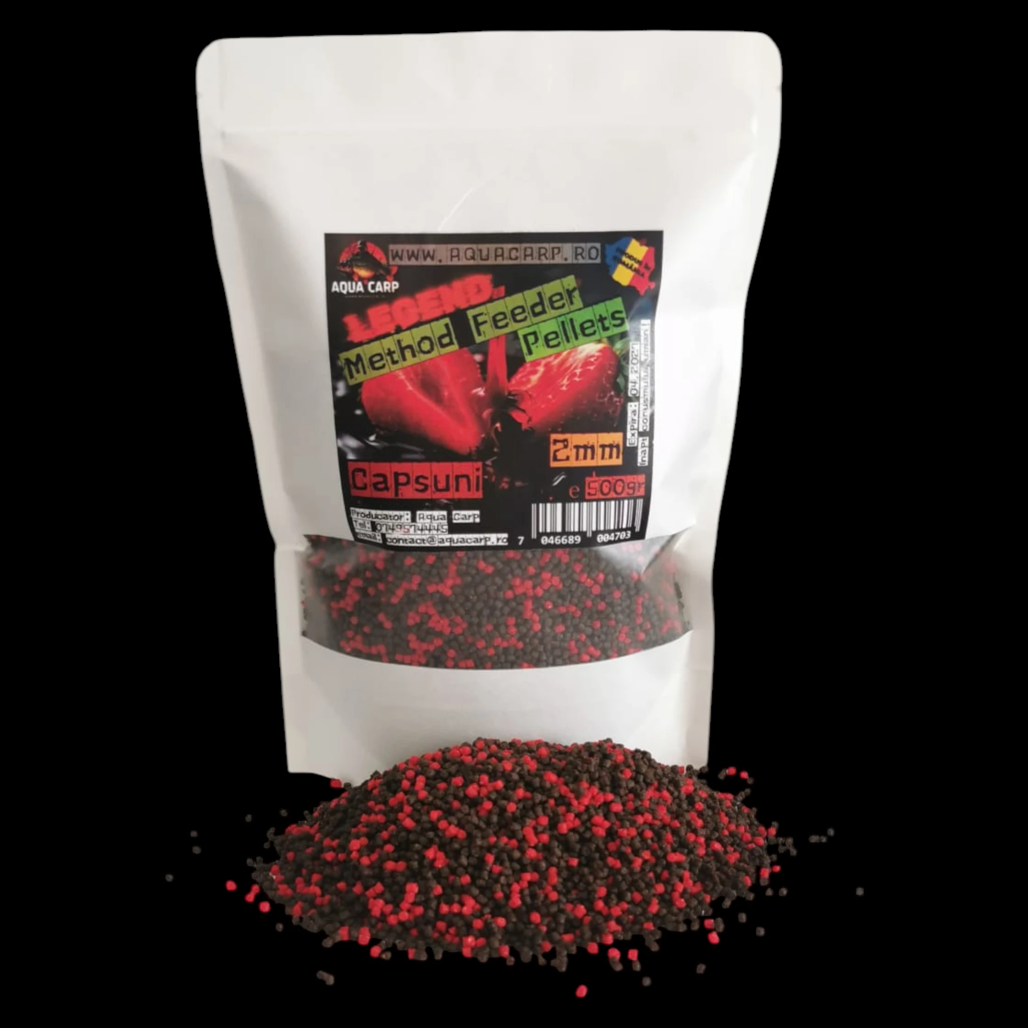 Pelete AquaCarp Legend Method Feeder 2mm Capsuni 500gr