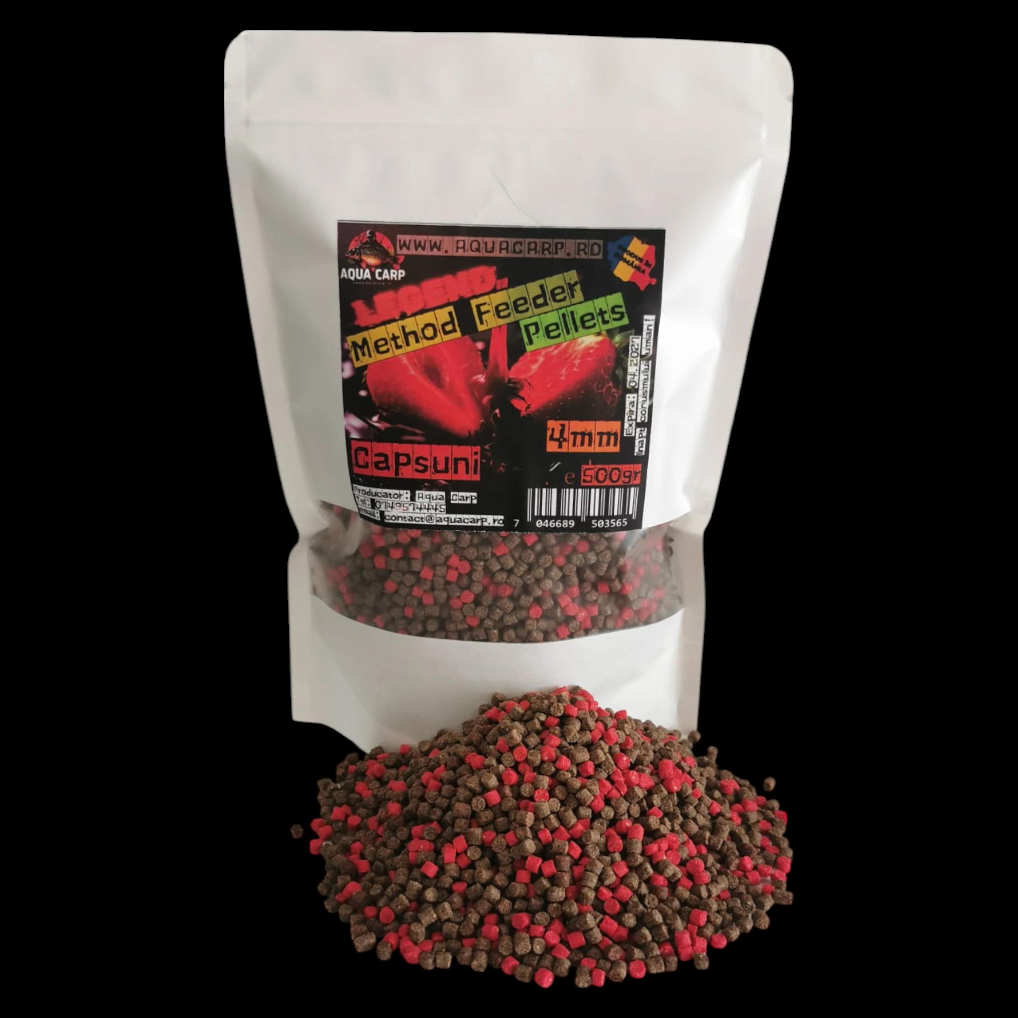 Pelete AquaCarp Legend Method Feeder 4mm Capsuni 500gr
