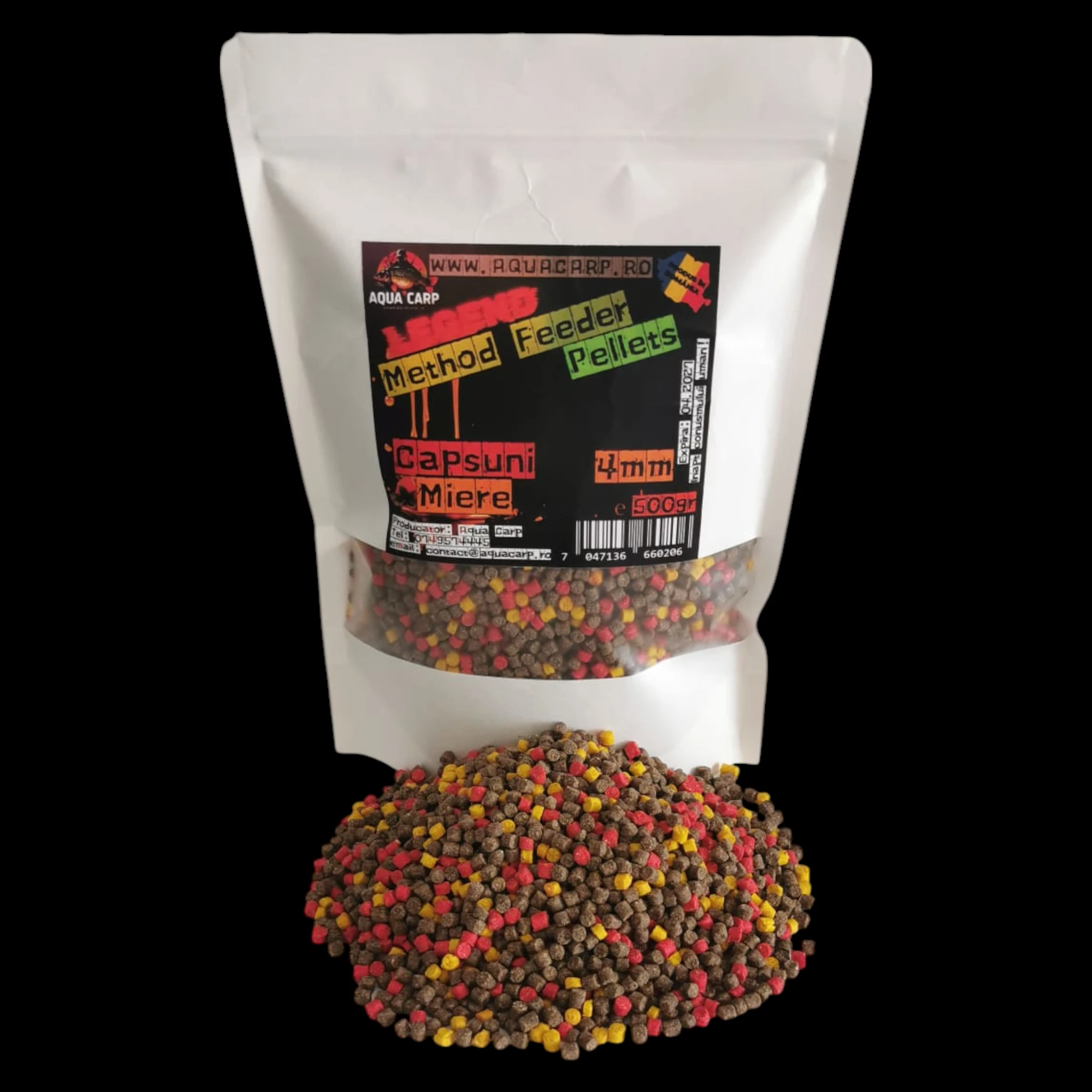 Pelete AquaCarp Legend Method Feeder 4mm Capsuni & Miere 500gr
