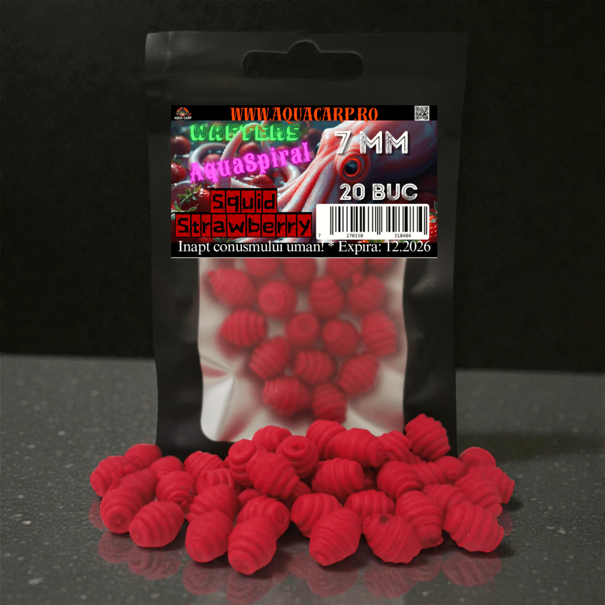 Wafters AquaSpiral 7mm Squid Strawberry 20buc